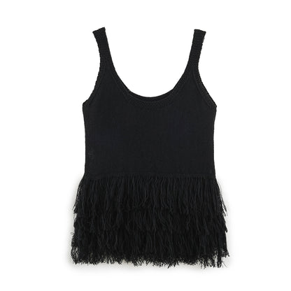 Women's tassel strap sleeveless knit top - view 6