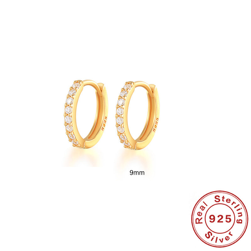 Earrings with Turquoise and Diamond Inlay 18K Gold Plated Stud