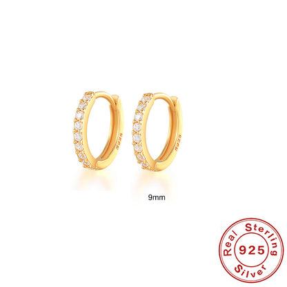 Earrings with Turquoise and Diamond Inlay 18K Gold Plated Stud
