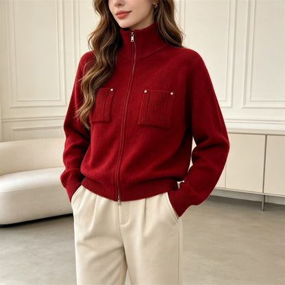 zipper long sleeved sweater