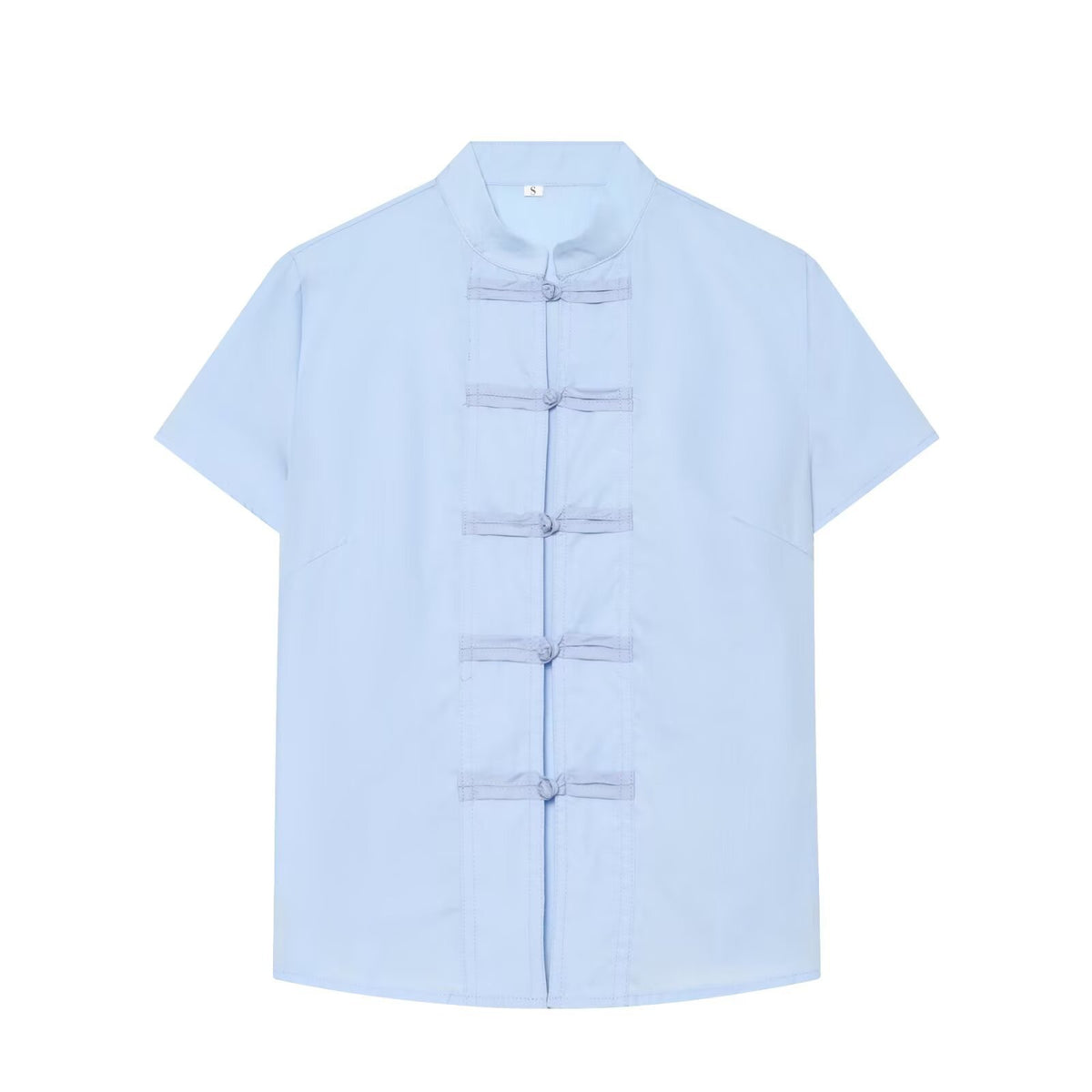 Knot buckle stand up collar shirt