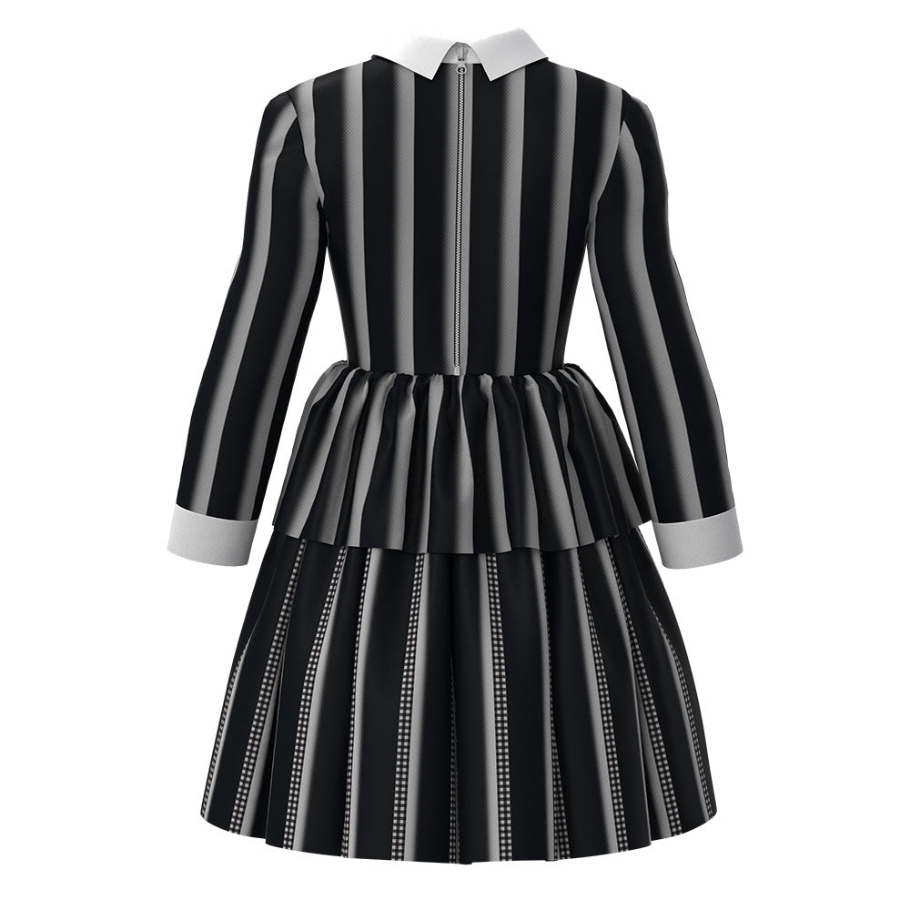 Jiamai New Wednesday Cosplay Striped Dress