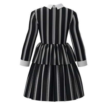 Jiamai New Wednesday Cosplay Striped Dress