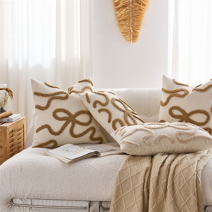 Bow Line Embroidered Pillow Cover