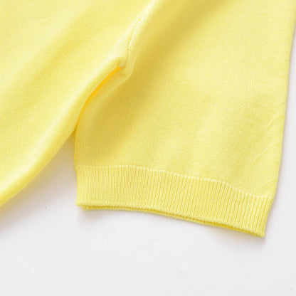 Casual slim fit V-neck short sleeved knitted sweater