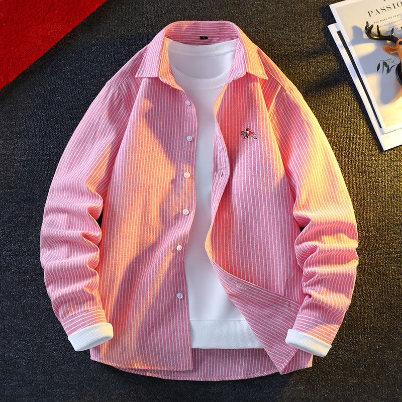 Casual Loose Striped Embroidered