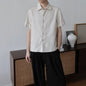 Linen Tencel Lyocell Classic Fit Cuffed Button-Up Casual Short Sleeve Shirt