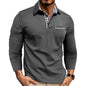 Long Sleeve Men's Polo Shirt, Turn-Down Collar Casual  Men's Polo Shirt