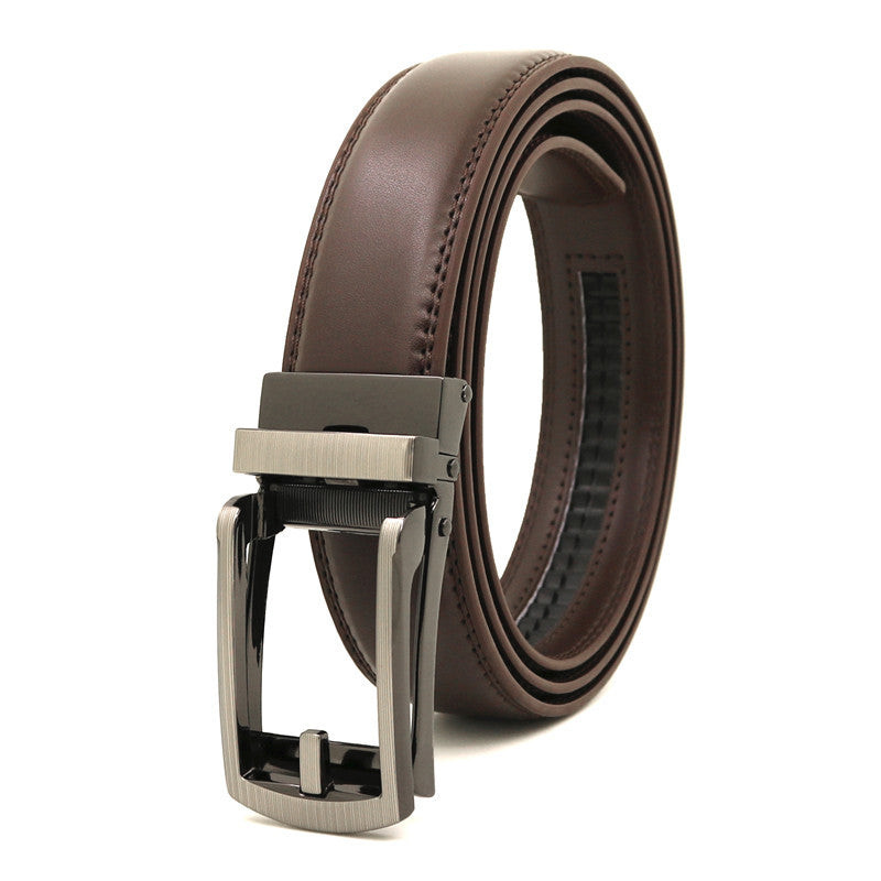 Men's automatic buckle two-layer cowhide leather belt ﻿
