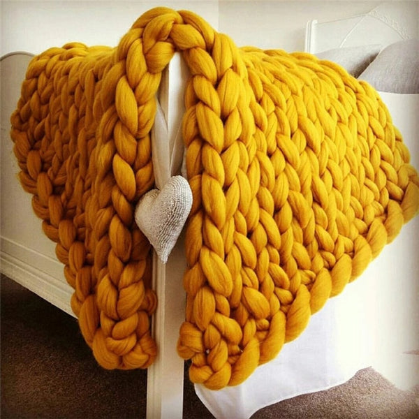 Chunky Knit Cotton Throw Blanket