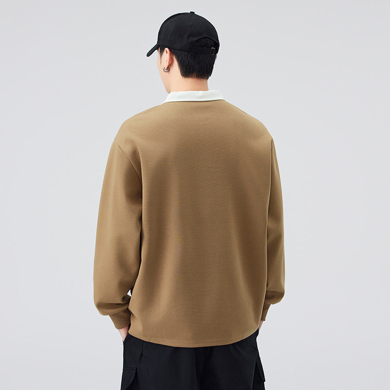 Retro Faux Two-Piece Polo Hoodie