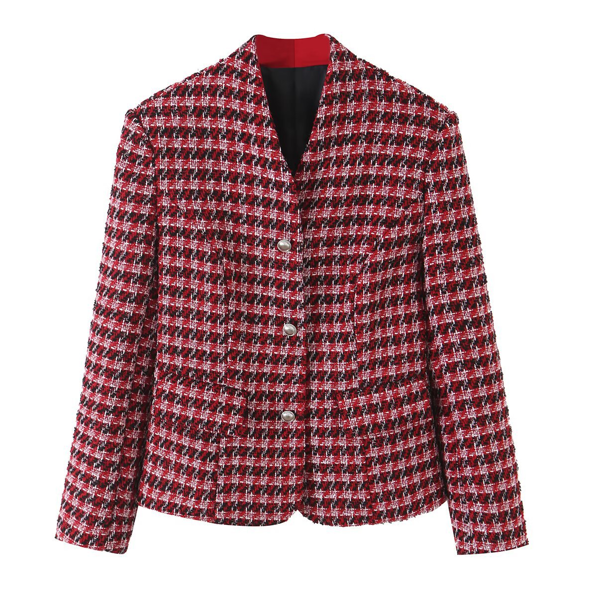 V-neck woolen suit jacket for women