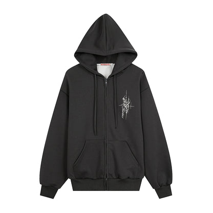 Graffiti print oversized hooded open front sweatshirt - view 2