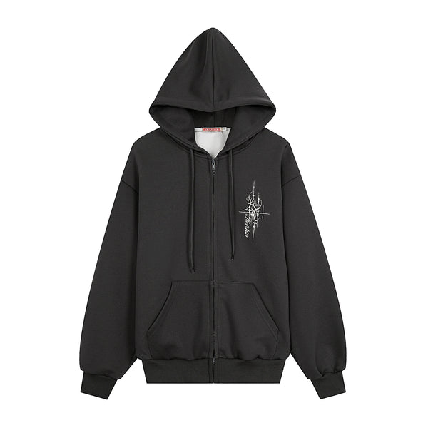 Graffiti print oversized hooded open front sweatshirt - view 2