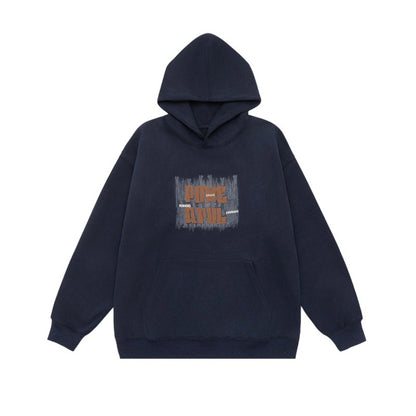 Letter Print Design Unisex Loose Fit Hoodie Sweatshirt