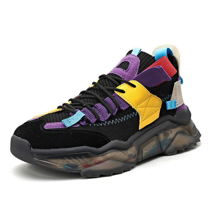 Baskets Homme Grandes Nouvelles Décontractées Respirantes à Semelle Épaisse Tendance Chaussures Papa Légères Chaussures de Course en Tissu Volant