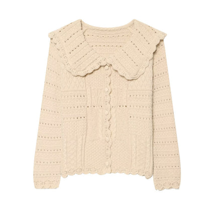 wave collar knitted sweater