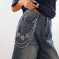 Punk style Moon Teeth Mushroom Cross Chain Pants