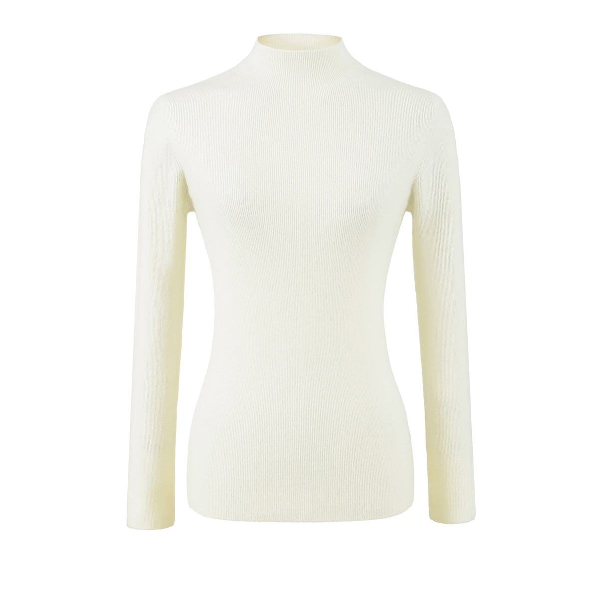 Women's Slim Fit Long Sleeve Mock Neck Seamless Wool Blend Knit Top