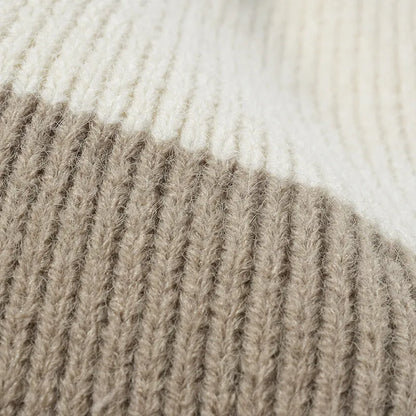 Color block knit hat with pom-pom - view 7