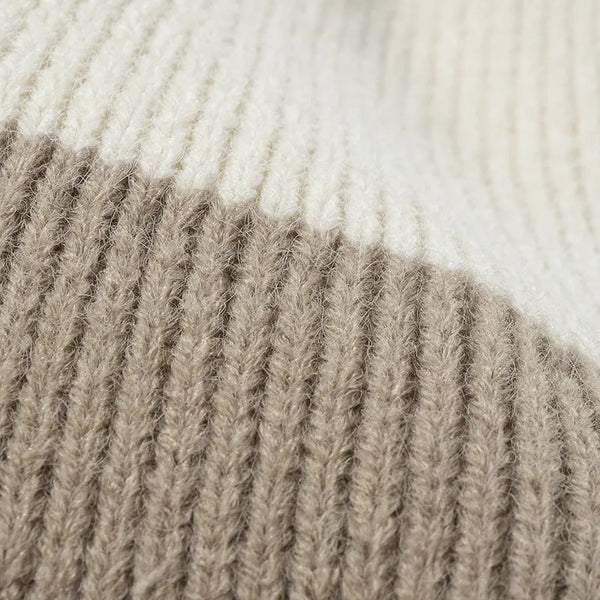 Color block knit hat with pom-pom - view 7