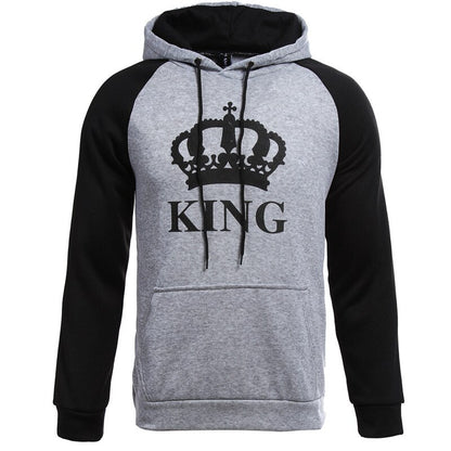 KING Queen Crown Print Unisex Autumn Hoodies Sweatshirt