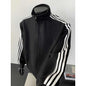 Men's Striped Long Sleeve Zip-up Stand Collar Jacket