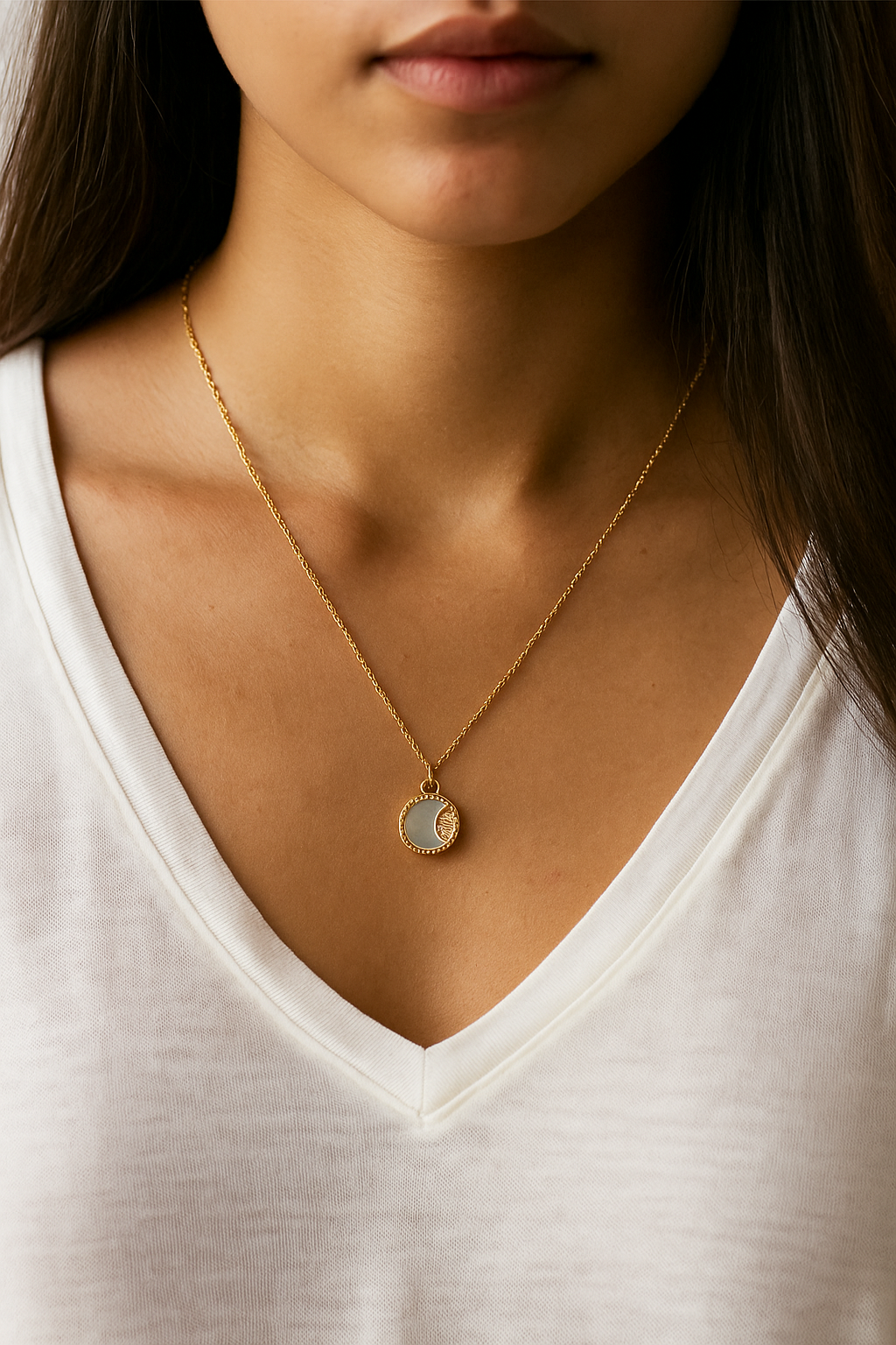 Collier Pendentif Céleste Réversible Neva Luxe Plaqué Or 18 carats