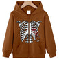Ribbed Heart Print Zip-Up Casual Loose hoodies