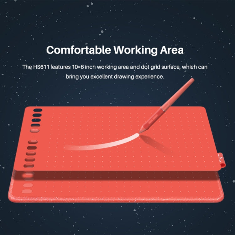 HUION HS611 5080 LPI Touch Strip Art Drawing Tablet for Fun, with Battery-free Pen & Pen Holder (Grey)