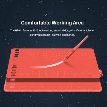 HUION HS611 5080 LPI Touch Strip Art Drawing Tablet for Fun, with Battery-free Pen & Pen Holder (Grey)