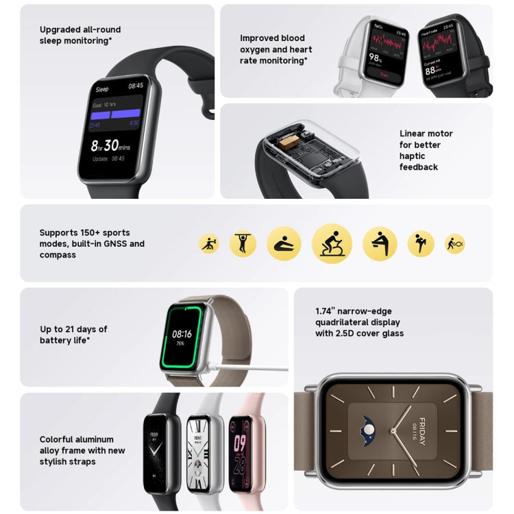 Original Xiaomi Smart Band 9 Pro 1.74 inch AMOLED Screen 5ATM Waterproof Smart Watch, Support Blood Oxygen / Heart Rate Monitor (Silver)