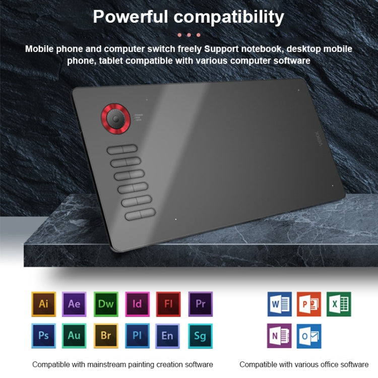 Tablette graphique électronique VEIKK A15PRO 10x6 pouces 5080 LPI, interface Type-C, tactile intelligente (Bleu)