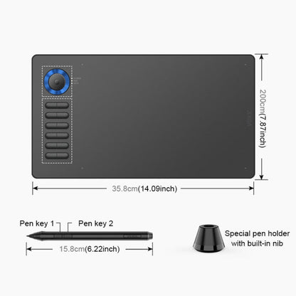 Tablette graphique électronique VEIKK A15PRO 10x6 pouces 5080 LPI, interface Type-C, tactile intelligente (Bleu)