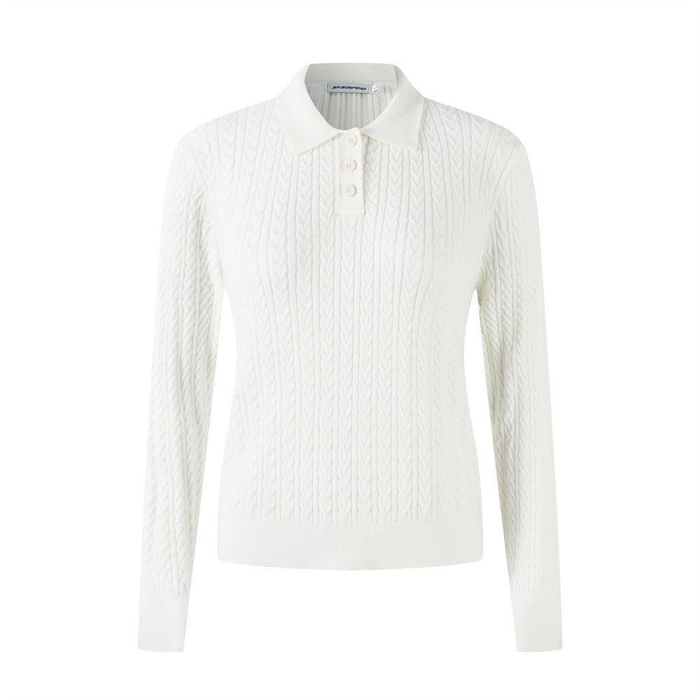 Neck Long Sleeve Knitwear Women's Versatile Pullover Basic Sweater