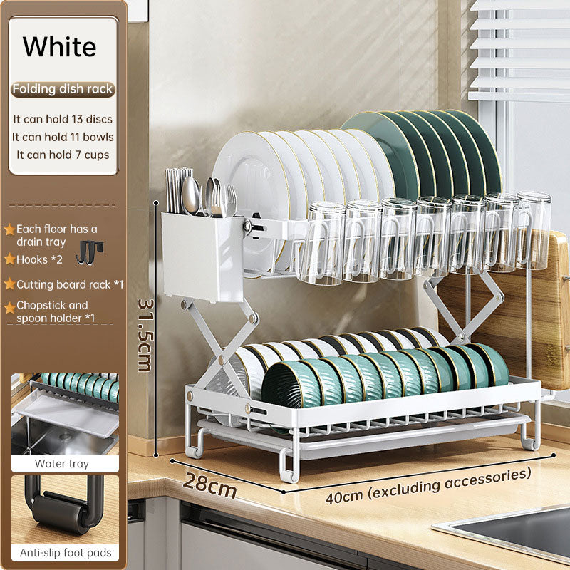 Foldable 2-Layer Kitchen Dish Rack