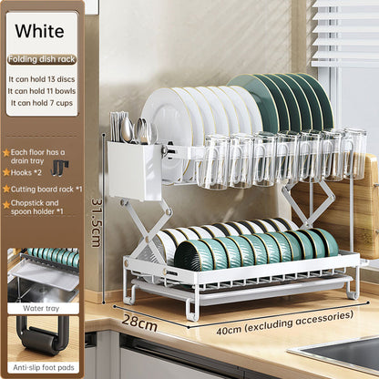 Foldable 2-Layer Kitchen Dish Rack