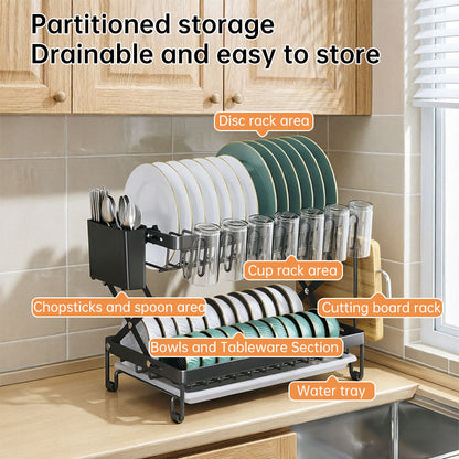 Foldable 2-Layer Kitchen Dish Rack