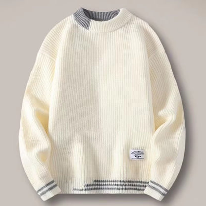 Men's  Block Round Neck Thickened Warm Sweater