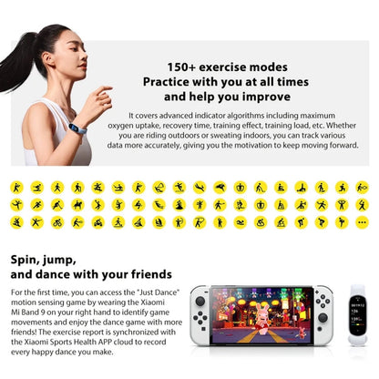 Original Xiaomi Smart Band 9 1.62 inch AMOLED Screen 5ATM Waterproof Smart Watch, Support Blood Oxygen / Heart Rate Monitor (Black)