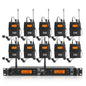 XTUGA IEM1200 Wireless Transmitter 10 Bodypack Stage Singer In-Ear Monitor System (AU Plug)