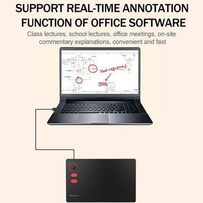 Tablette numérique 10Moons G20, compatible avec les téléphones portables et les tablettes tactiles, dotée d'un stylet passif à 8192 niveaux de pression.