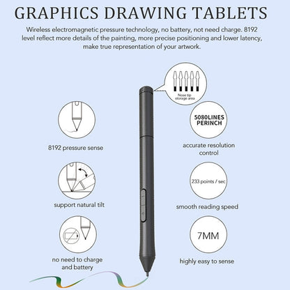 10Moons T503 Drawing Tablet Can Be Connected to mobile Phone Tablet with 8192 Passive Pen(Blue)