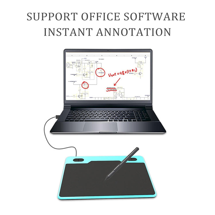 10Moons T503 Drawing Tablet Can Be Connected to mobile Phone Tablet with 8192 Passive Pen(Blue)