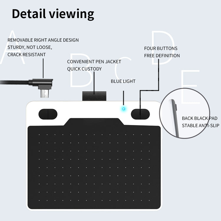 10Moons T503 Drawing Tablet Can Be Connected to mobile Phone Tablet with 8192 Passive Pen(Blue)