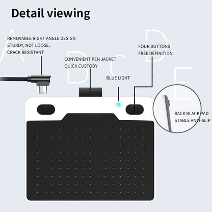 10Moons T503 Drawing Tablet Can Be Connected to mobile Phone Tablet with 8192 Passive Pen(Blue)