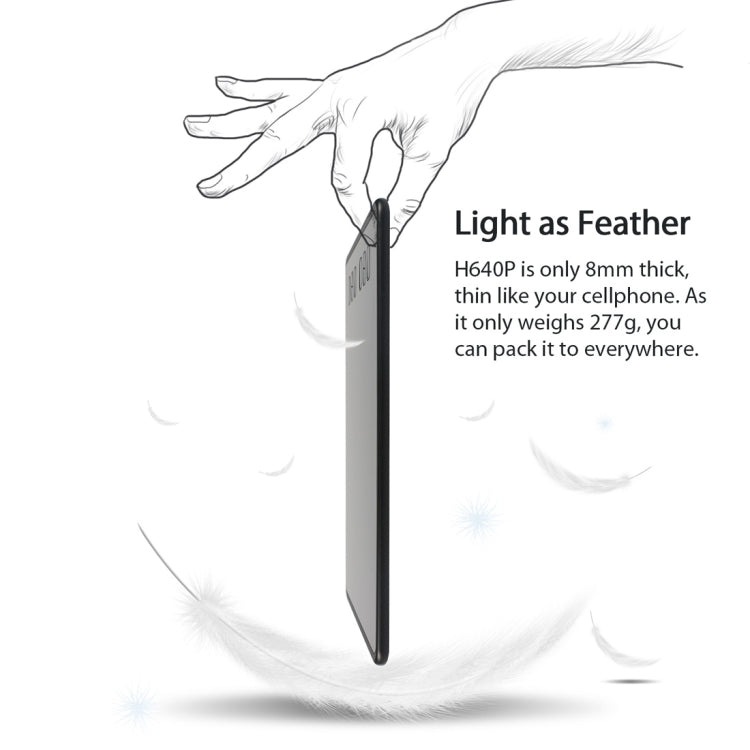 Tablette graphique USB professionnelle HUION Inspiroy Series H640P 5080LPI pour Windows / Mac OS, avec stylet sans batterie