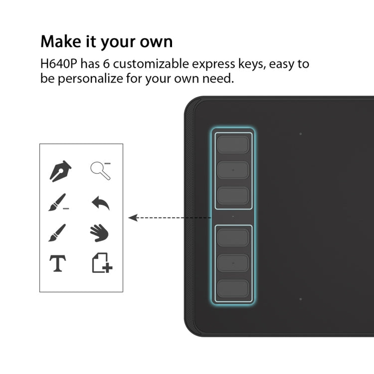 Tablette graphique USB professionnelle HUION Inspiroy Series H640P 5080LPI pour Windows / Mac OS, avec stylet sans batterie