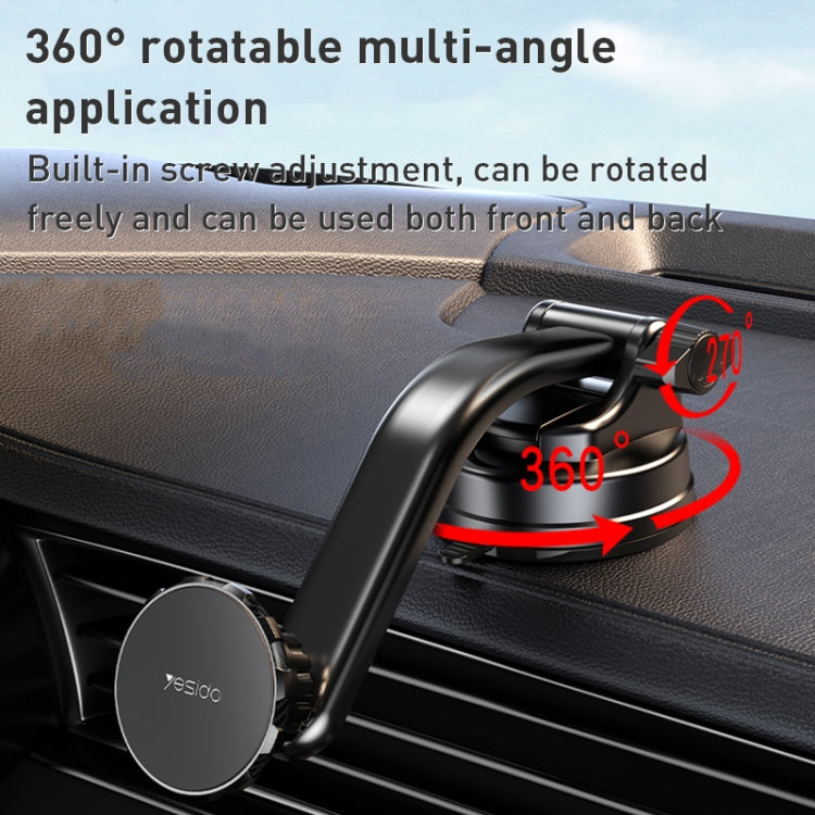 Yesido C159 Suction Cup Type Magnetic Car Phone Holder Set (Black)