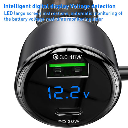 Yesido Y58 60W PD + QC3.0 Dual Port Car Fast Charger with USB-C / Type-C + 8 Pin Spring Cable